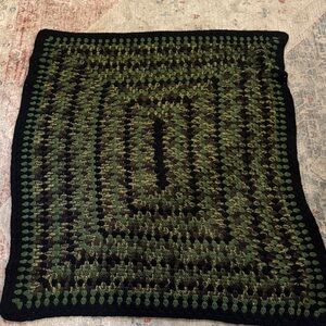Handmade Black and Green Crochet Blanket